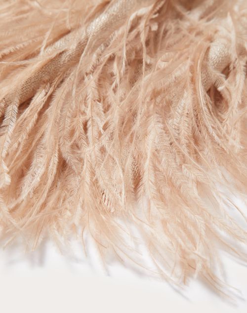 Valentino Garavani - Valentino Stole With Micro Sequins And Feathers - Poudre - Woman - Soft Accessories