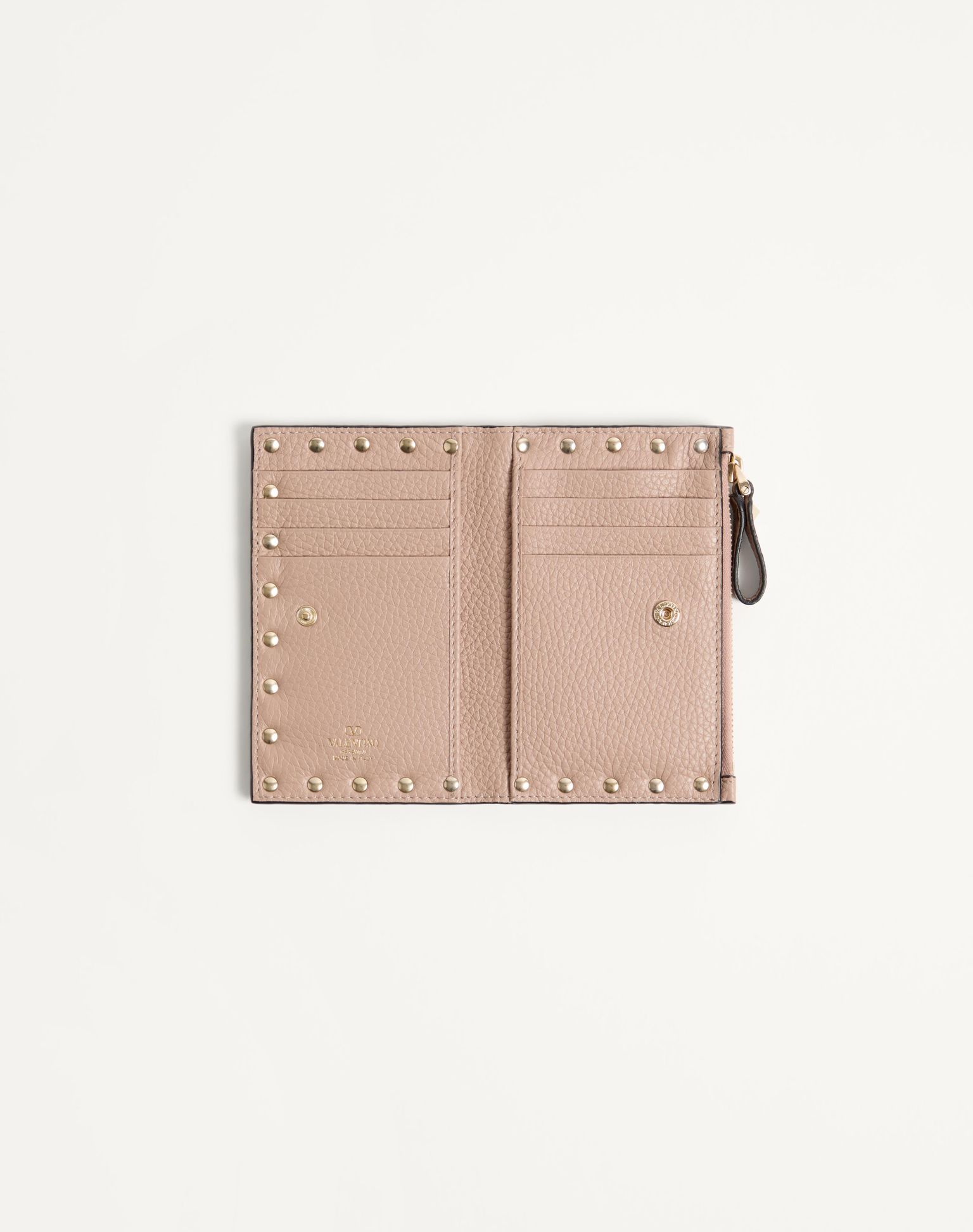 발렌티노 락스터드 그레이니 카프스킨 지퍼 카드홀더 7W2P0605VSH_P45