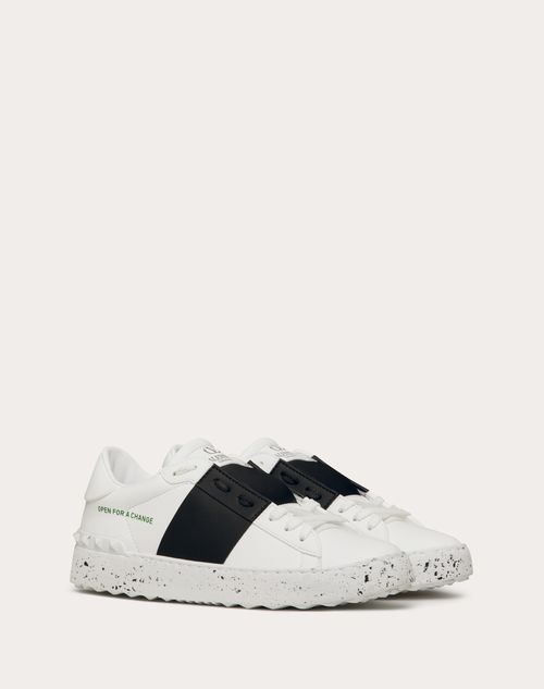 Valentino Garavani - Open For A Change Sneaker In Bio-based Material - White/ Black - Woman - Gifts For Her