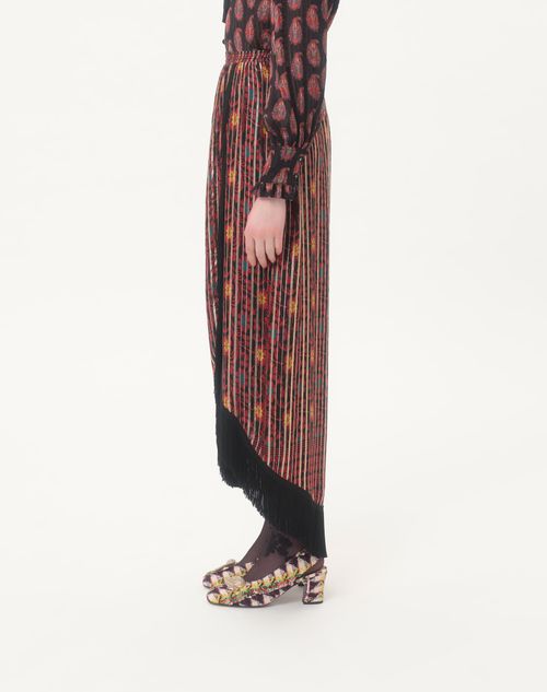 Valentino - Lamé Midi Skirt With Apres L'hiver Print - Multicolour - Woman - Skirts