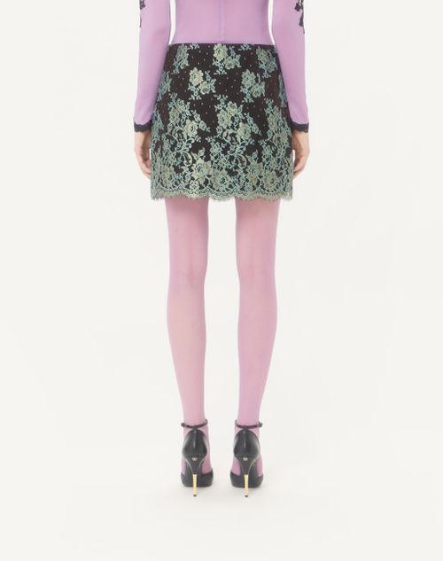 Valentino - Short Lace Skirt - Chocolate/turquoise - Woman - Skirts