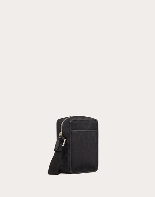 Small Black Iconographe Nylon Shoulder Bag for Man in Black Valentino AE