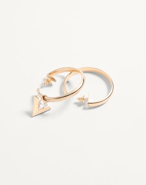 Valentino Garavani - Je Les V Metal And Crystal Hoop Earrings - Gold/crystal - Woman - Jewellery