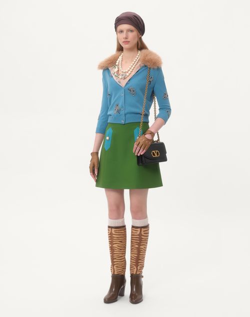 Valentino - Embroidered Cardigan - Celestial Blue - Woman - Knitwear