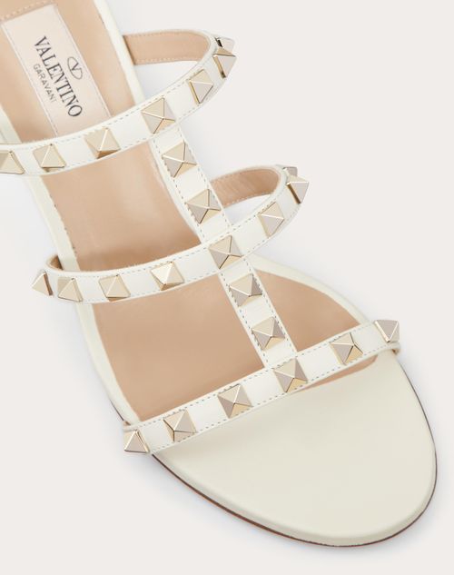 Valentino Garavani - Rockstud Calfskin Leather Slide Sandal 60 Mm - Light Ivory - Woman - Rockstud Sandals - Shoes