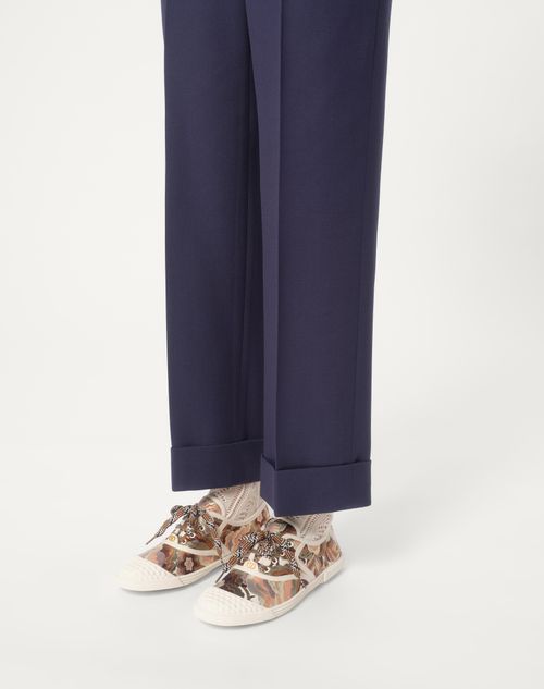 Valentino Garavani - Bay By Bay Sneakers In Jacquard Apres L'hiver Fabric - Latte/lurex/ivory - Woman - Sneakers