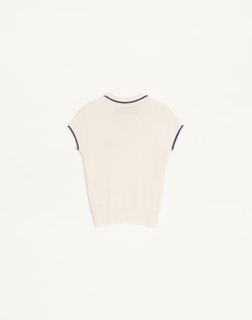 Valentino - Cotton Top - Birch/provence Blue/birch - Woman - Knitwear