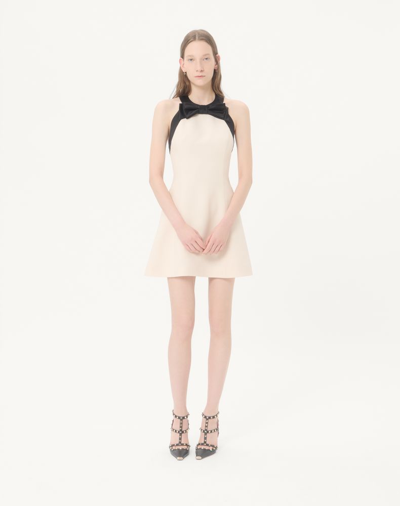 Valentino Crepe Couture Short Dress Woman Vanilla/Black 44