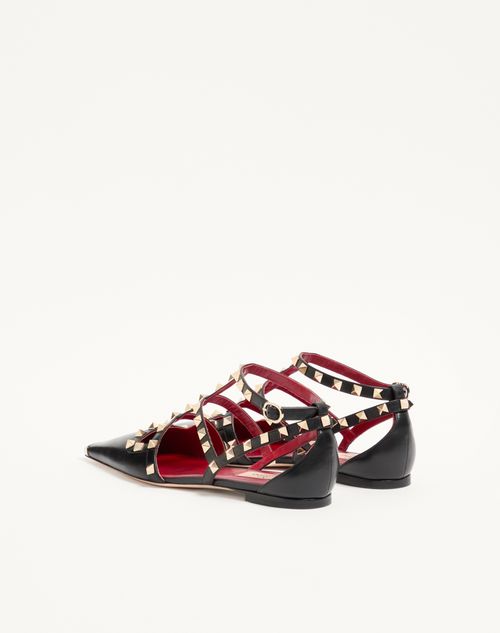 Valentino Garavani - Rockstud Kidskin Ballerinas - Black - Woman - Ballerinas