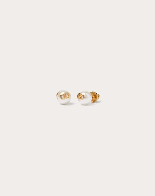 Valentino Garavani - Vlogo Signature Earrings With Pearls - Gold - Woman - Small Treats