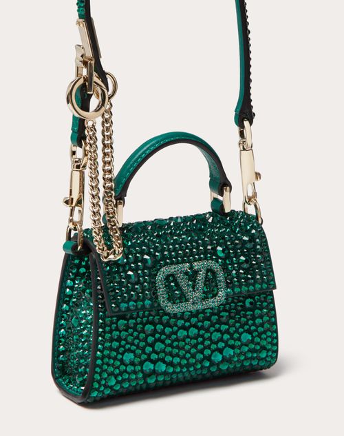 Vsling Micro Handbag With Sparkling Embroidery for Woman in Emerald ...