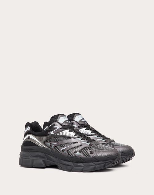 Valentino Garavani - Ms-2960 Low-top Sneaker In Fabric And Calfskin - Black/graphite/white - Man - Sneakers