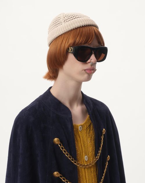 Valentino Garavani - Vlogo Signature Knitted Cotton Beanie - Butter - Man - Hats And Gloves