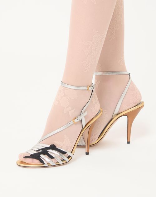 Valentino Garavani - Nodine Sandal In Laminated Nappa 100mm - Gold/silver - Woman - Sandals