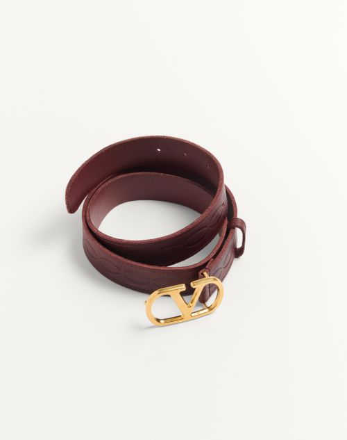 Valentino Garavani - 브이로고 시그니처 송아지 가죽 벨트 30mm - 퍼플 - 남성 - Belts - M Accessories