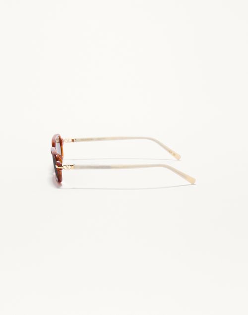 Valentino - Rectangular Acetate Eyewear - Ivory/black/brown - Unisex - Eyewear