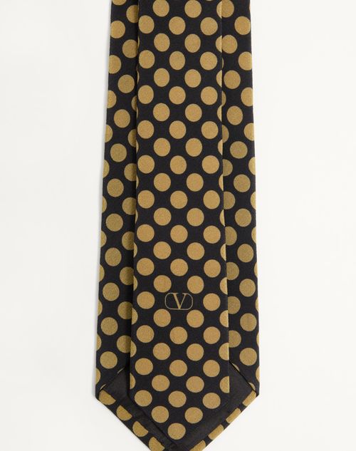 Valentino Garavani - Silk Tie With Plusdepois Pattern - Black/ochre - Man - Accessories