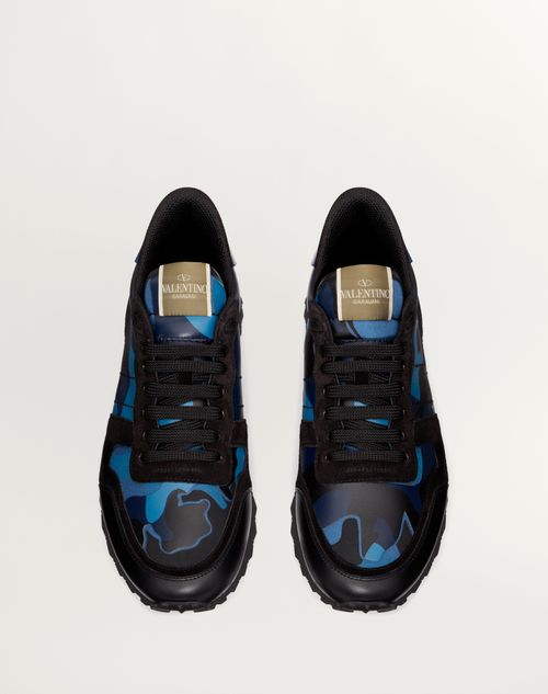 Valentino Garavani Camouflage Rockrunner Sneaker Man Blue Black 39.5