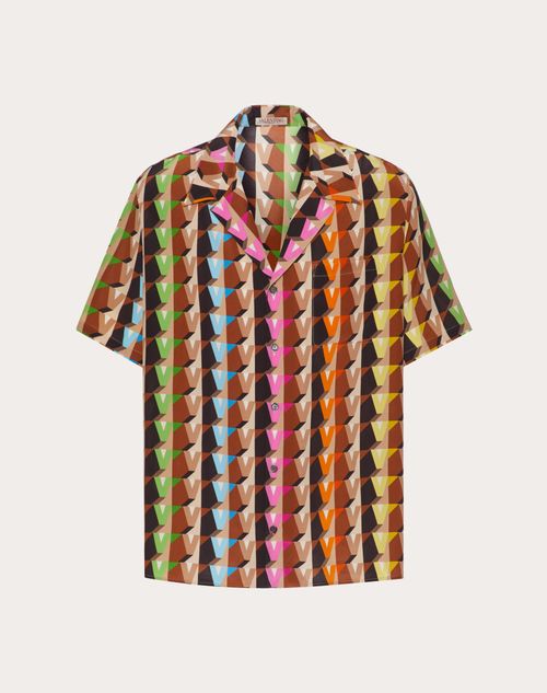 Valentino - 3dream Valentino Printed Silk Shirt - Beige/multicolor - Man - New Arrivals
