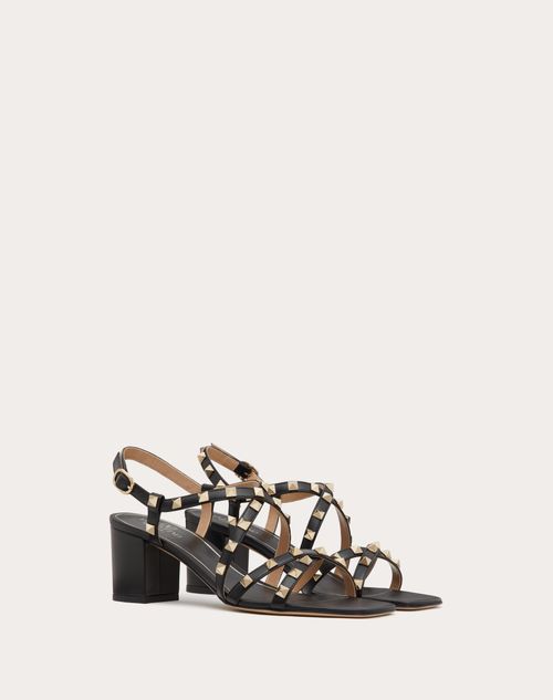 Valentino Garavani - Sandalia Rockstud Con Tiras Y Tacón De 60 mm - Negro - Mujer - Rockstud Sandals - Shoes