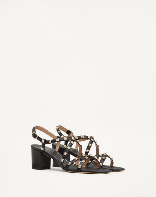 Valentino Garavani - Rockstud Calfskin Sandal With Straps 60mm - Black - Woman - Rockstud Sandals - Shoes