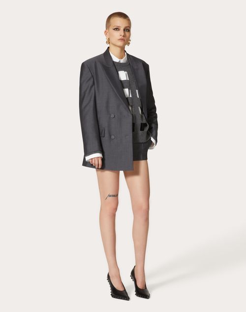 Valentino - Blazer In Mohair Canvas - Dark Grey - Woman - Jackets And Blazers