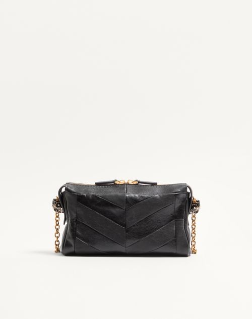 Valentino Garavani - Valentino Garavani Panthea Small Shoulder Bag In Nappa Leather With A Chevron Pattern - Black - Woman - Shoulder Bags