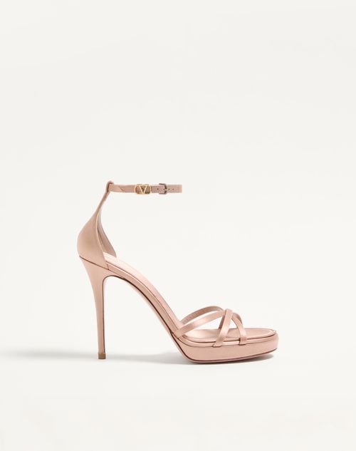 Valentino Garavani - Valentino Garavani Eveninglam Satin Platform Sandal 120mm - Poudre - Woman - Sandals
