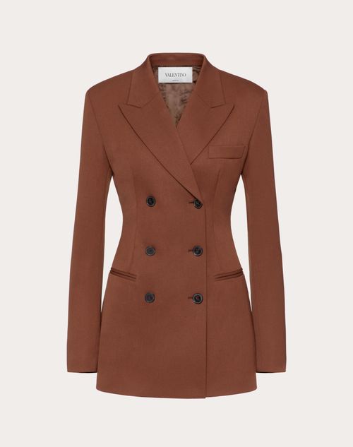 Valentino - Blazer In Stretch Wool - Brown - Woman - Woman Ready To Wear Sale