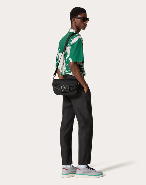 Valentino Garavani - Toile Iconographe Shoulder Bag In Technical Fabric - Black - Man - New Arrivals