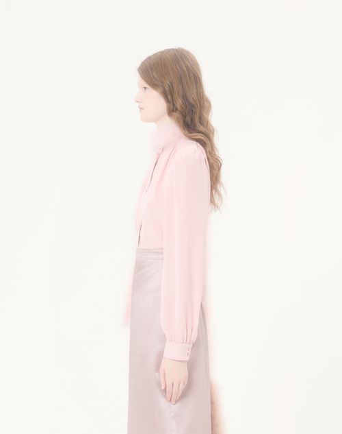 Valentino - Crepe De Chine Shirt With Feathers - Pink - Woman - Shirts And Tops