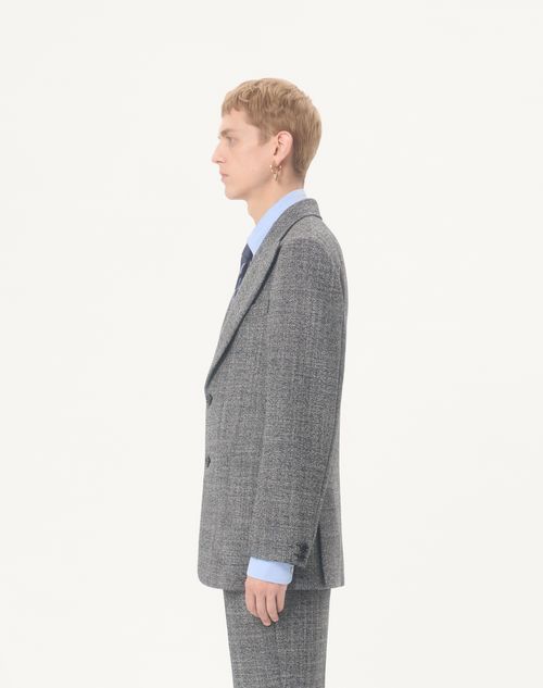 Valentino - Valentino Single-breasted Mouliné Wool Jacket - White/ Black - Man - Coats And Blazers