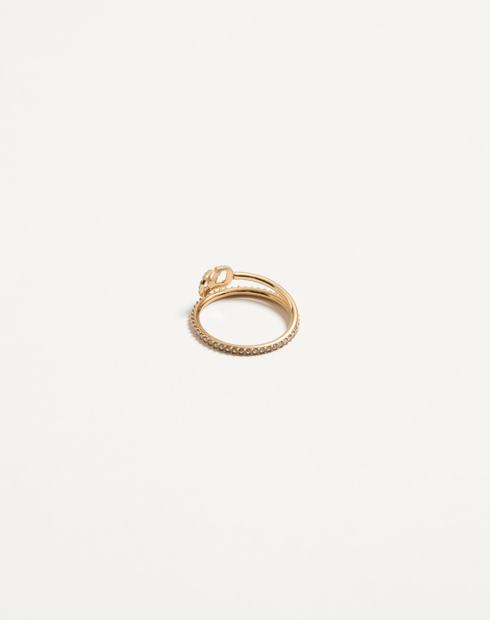 Vロゴ シグネチャー メタル X スワロフスキー®クリスタル リング for