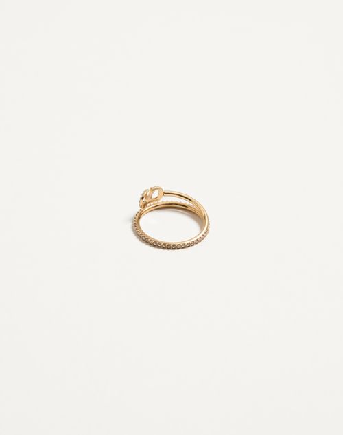 Valentino Garavani - Vlogo Signature Metal And Swarovski® Crystal Ring - Gold - Woman - Jewellery