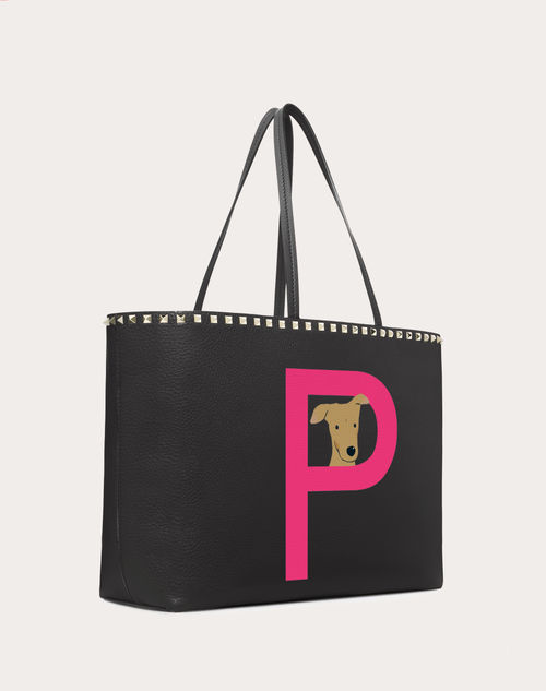 Valentino Garavani - Valentino Garavani Rockstud Pet Customizable Tote Bag - Black/sheer Fuchsia - Woman - Rockstud Pet - Bags