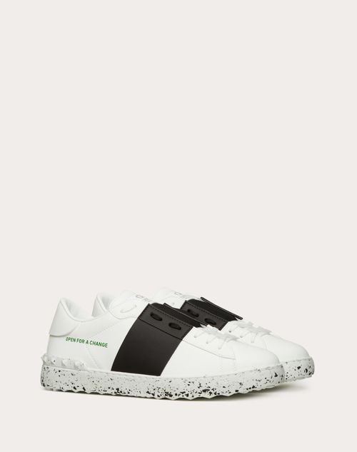Valentino Garavani - Open For A Change Sneaker In Bio-based Material - White/ Black - Man - Shoes