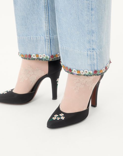 Valentino Garavani - Hi Dolly Fabric Pumps With Floral Embroidery 105mm - Black - Woman - Pumps
