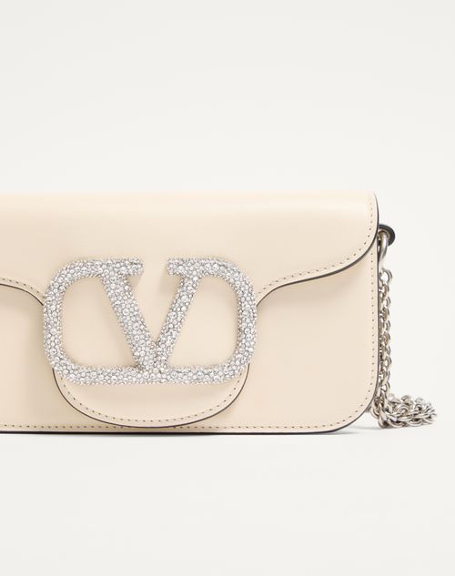 Valentino Garavani - Valentino Garavani Locò Small Shoulder Bag With Jewel Logo - Ivory - Woman - Shoulder Bags