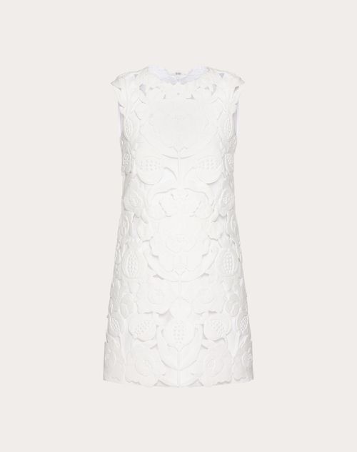 Valentino - Embroidered Light Double Splittable Gabardine Short Dress - White - Woman - Shelf - Pap - L'ecole
