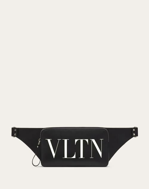 Valentino Garavani - Vltn Leather Belt Bag - Black/white - Man - Belt Bags