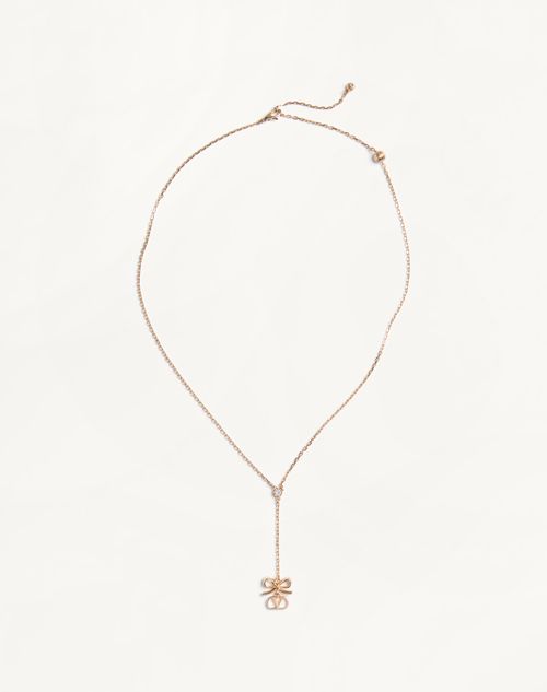 Valentino Garavani - Valentino Vlogo Floc Necklace In Metal And Swarovski® Crystals - Gold/crystal - Woman - Jewellery