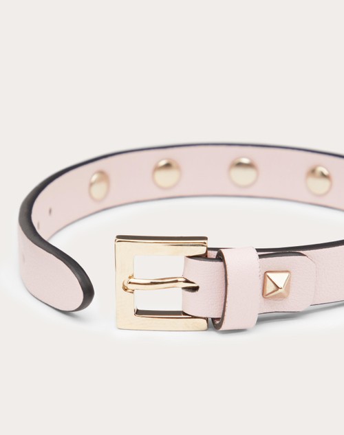 Valentino Garavani Pink Leather VLogo Bracelet