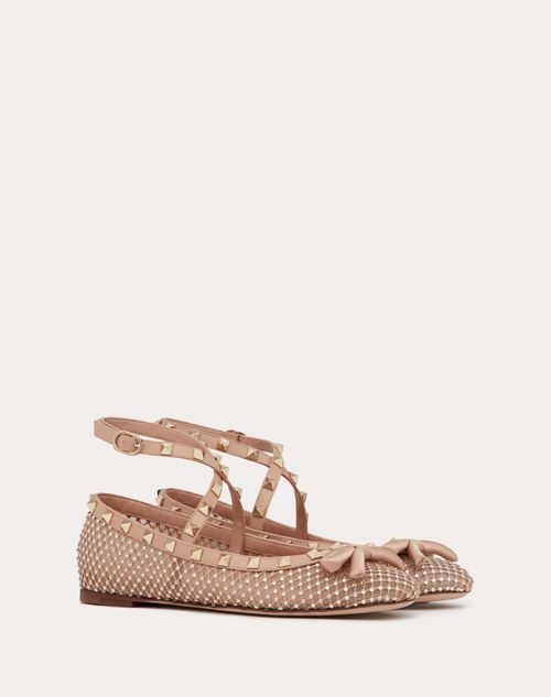 Valentino Garavani - Rockstud Mesh Ballerina With Crystals - Rose Cannelle - Woman - Gift Guide