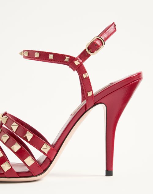 Valentino Garavani - Rockstud Kidskin Sandal 100mm - Red - Woman - Sandals