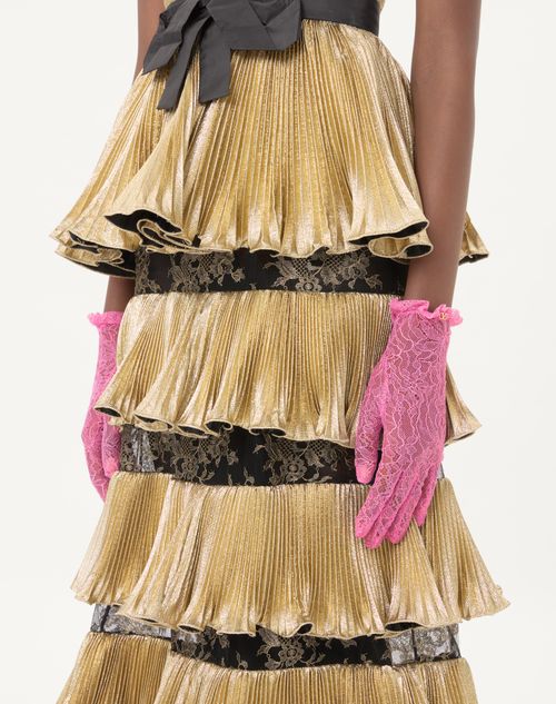 Valentino Garavani - Vlogo Signature Lace Gloves - Pink - Woman - Hats And Gloves