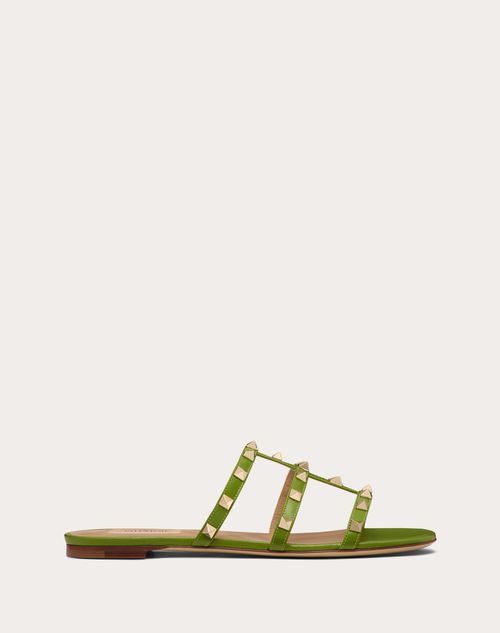 Valentino Garavani - Rockstud Flat Slide Sandal - Chartreuse - Woman - Slides And Thongs