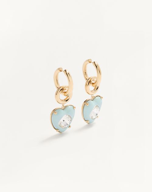 Valentino Garavani - Coeur Hyperbole Earrings In Metal, Resin And Swarovski® Crystals - Gold/azure - Woman - Fashion Jewelry
