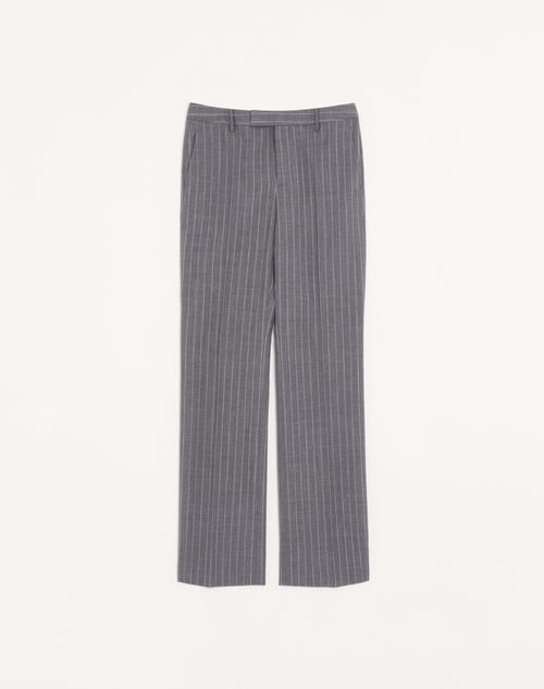 Valentino - Valentino Wool Pinstripe Trousers - Grey - Man - Pants And Shorts
