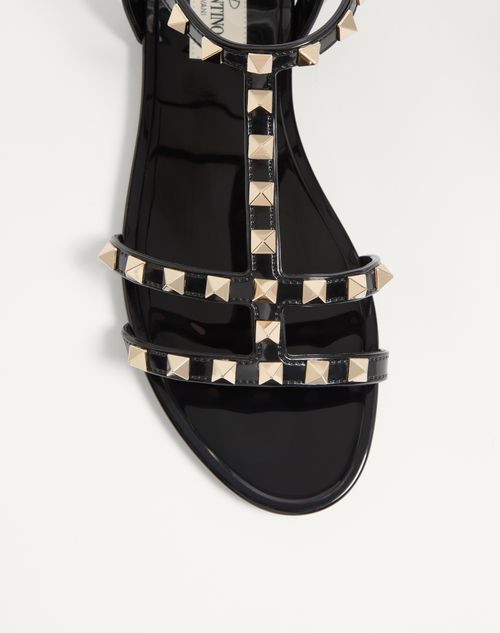 Valentino Garavani - Rockstud Flat Rubber Sandal - Black - Woman - Sandals