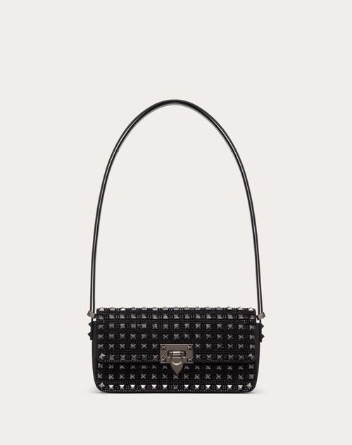Valentino Garavani - Rockstud23 E/w Embroidered Shoulder Bag - Black - Woman - Shoulder Bags